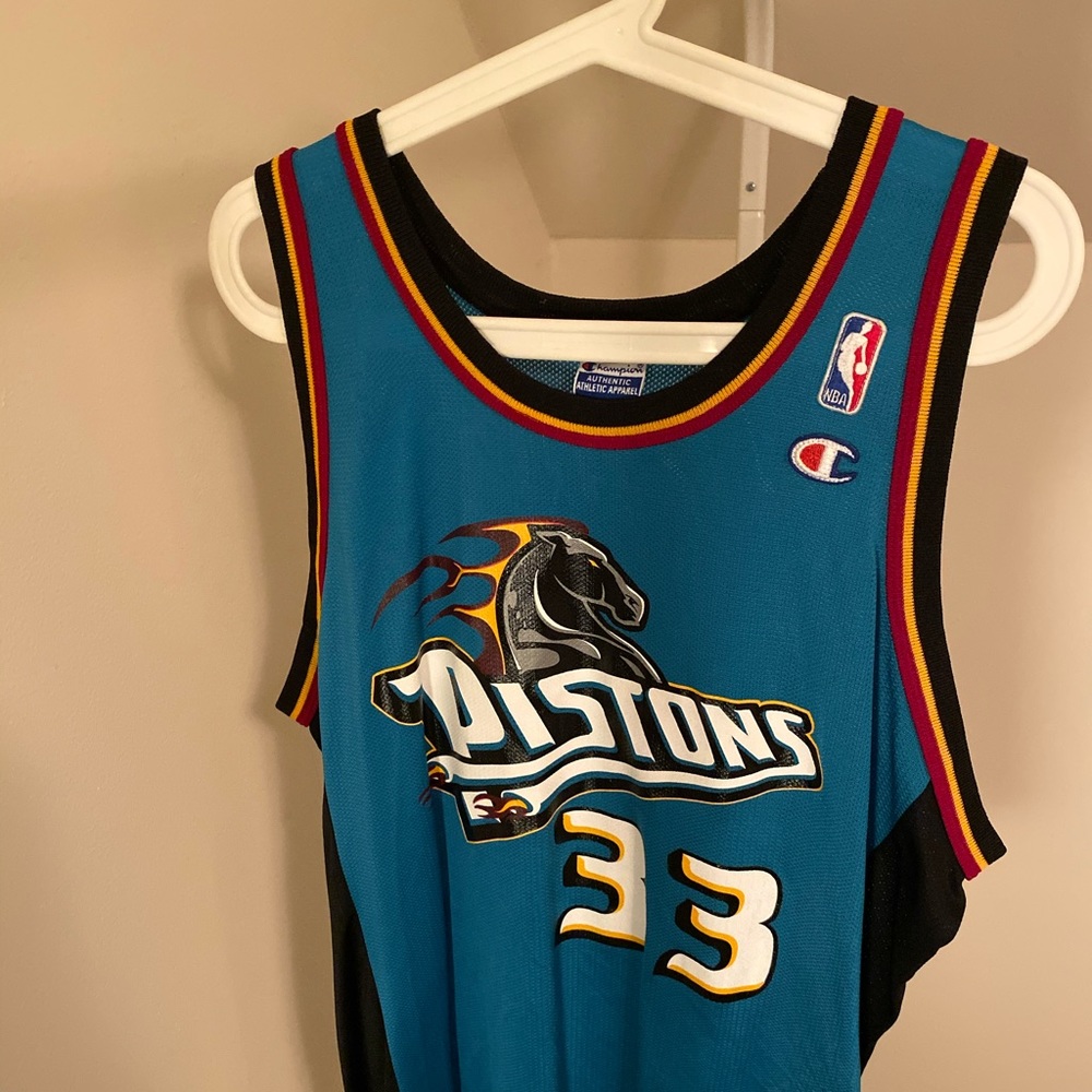 GRANT HILL CHAMPION PISTONS JERSEY